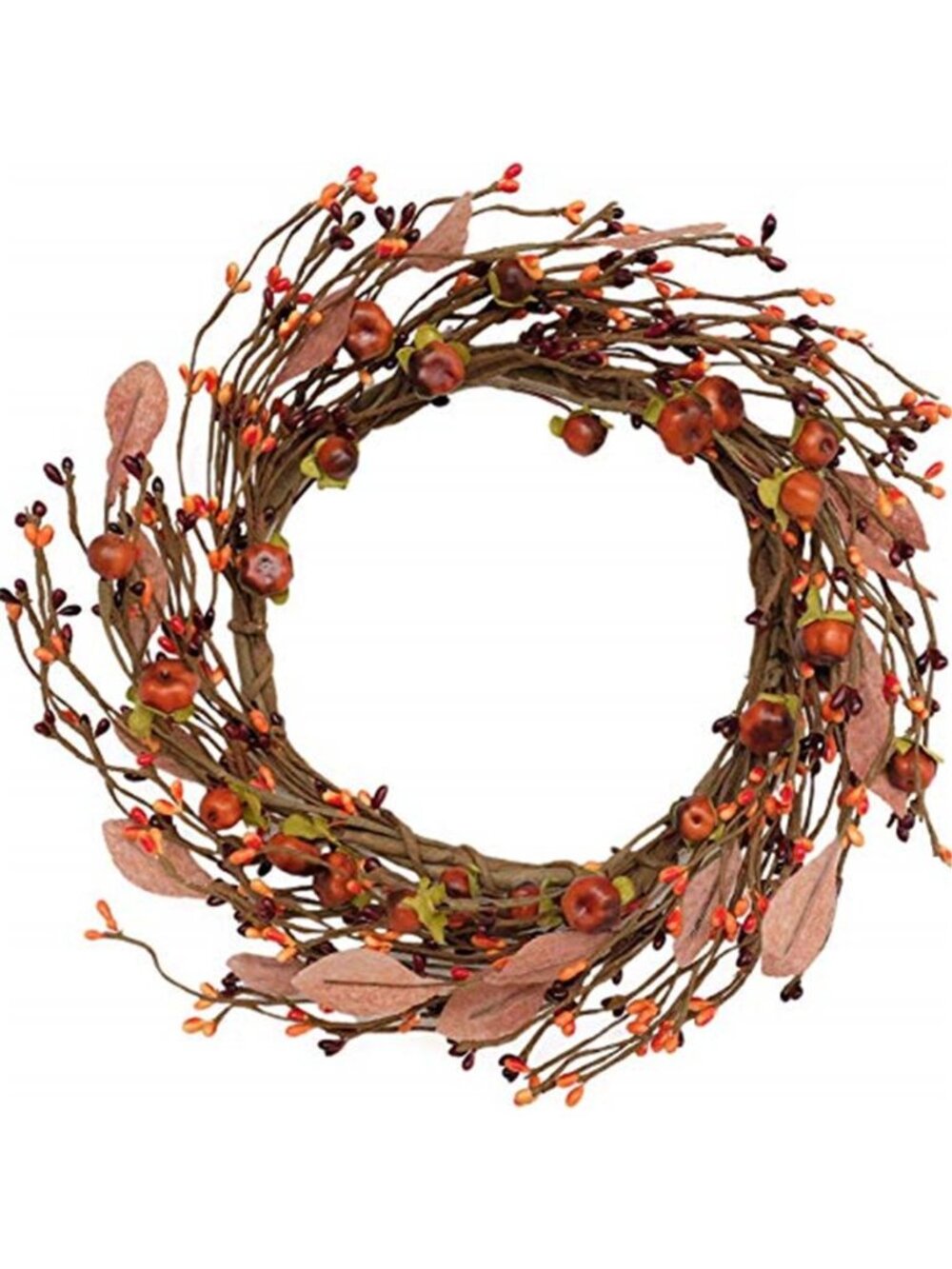 Mini Pumpkin Pip Berry Wreath for Front Door 12 Inches Fall Wreath Indoor